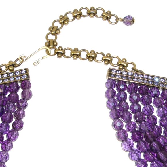 Rare Heidi Daus Amethyst Swarovski Crystal Rose Multi Strand Necklace - Picture 4 of 5